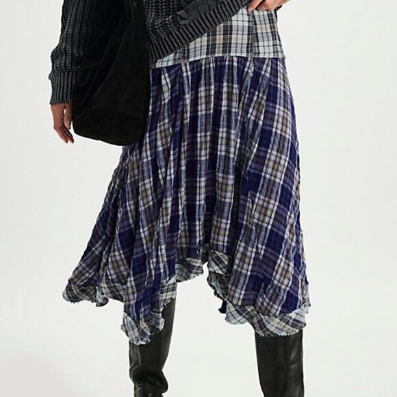 free people Dresses & Skirts - new FREE PEOPLE whitestone plaid midi skirt 2 xs